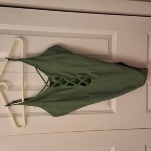 H2OH Green Strappy One Piece Bathing Suit